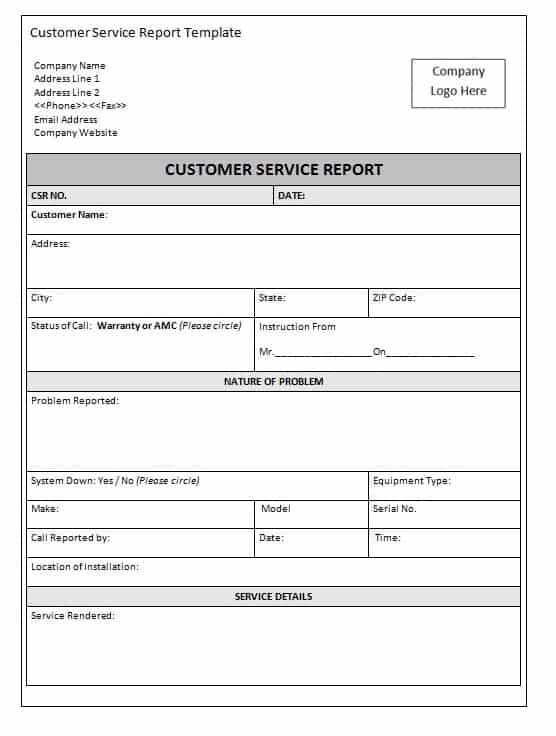 customer service report template image