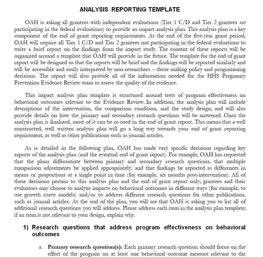 report analysis of a company