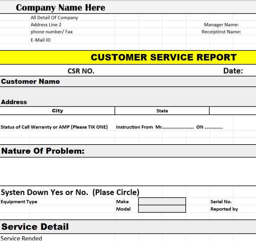 customer service monthly report sample