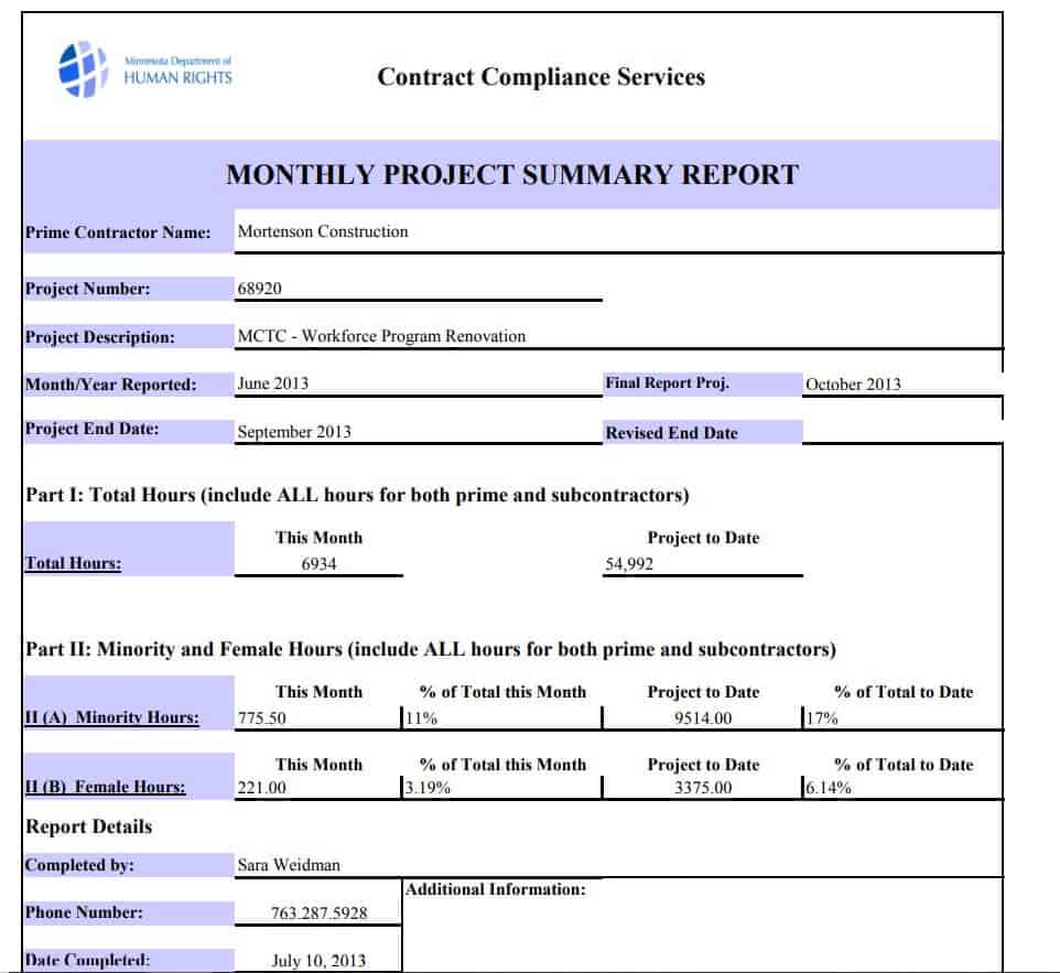 presentation of monthly report