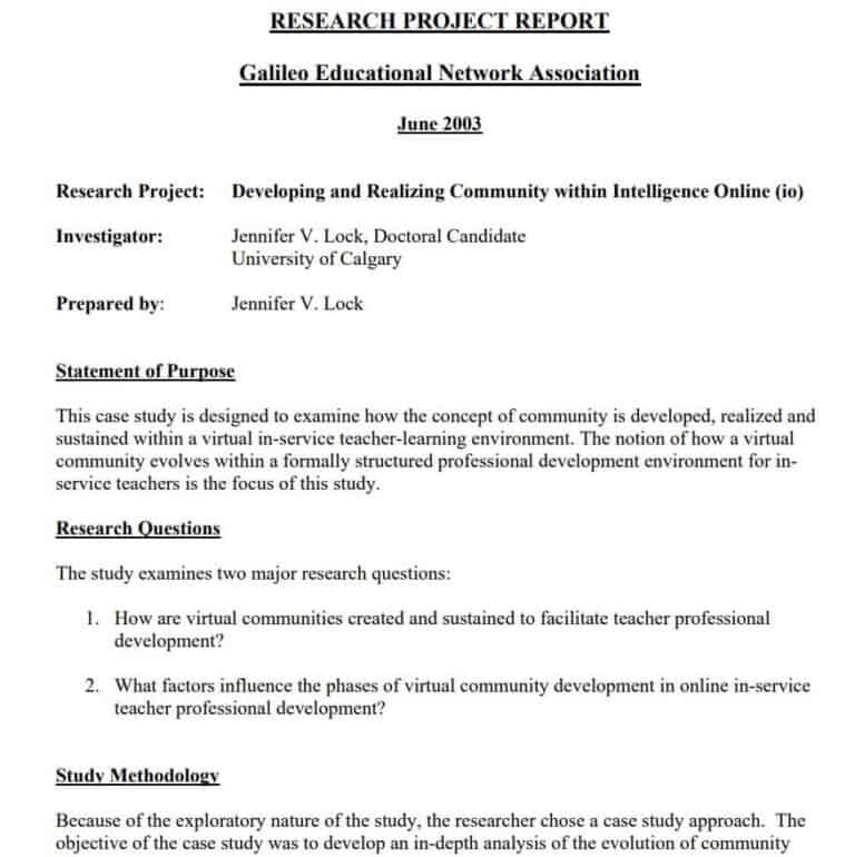 research report format word