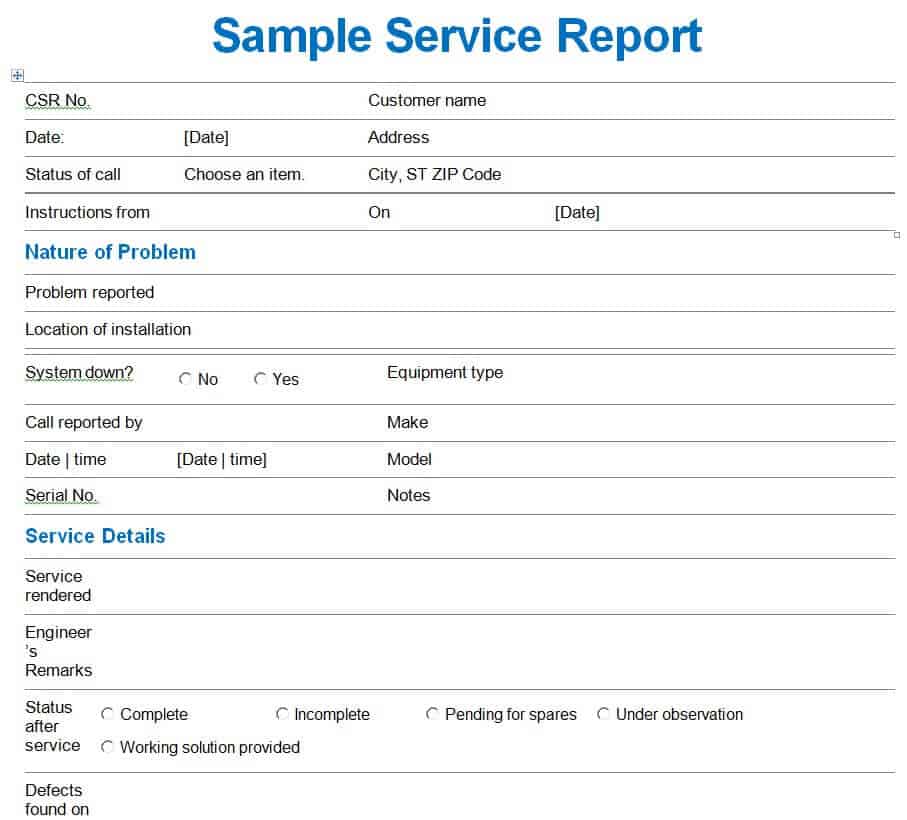 service report word template