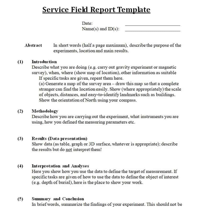 service report word template