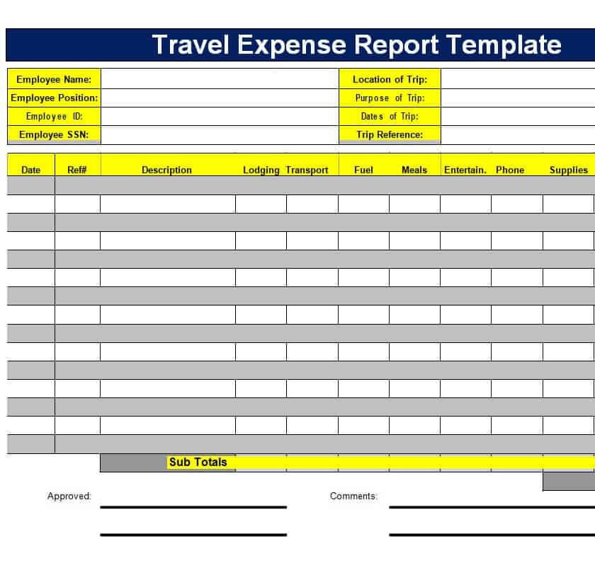 travel expenses format excel