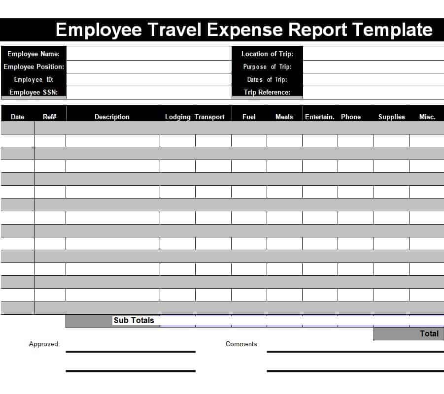 format for travel expenses