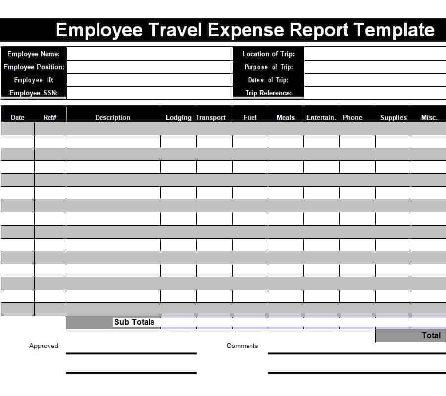 trip report template excel