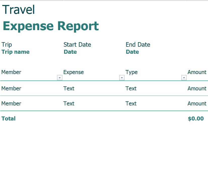 travel expense report template word