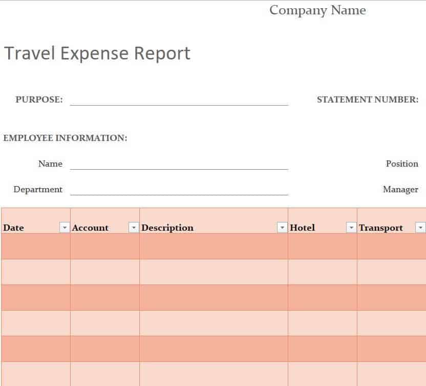 format for travel expenses