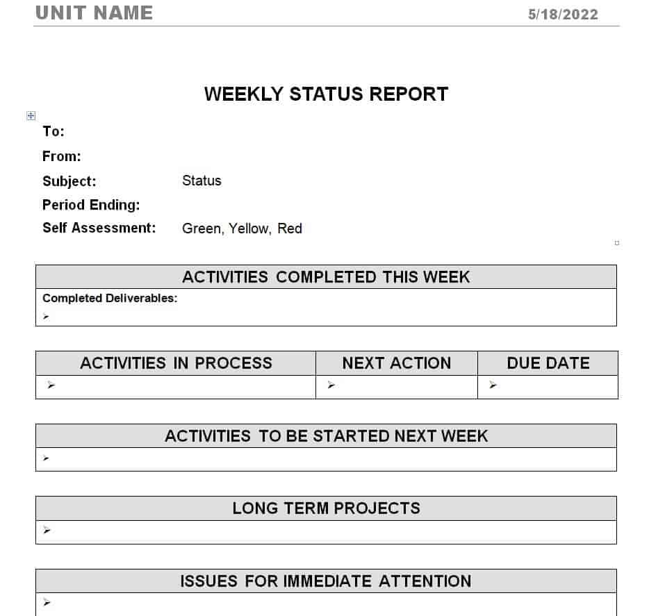 Top 15 Weekly Status Report Templates Word Excel Formats Writing