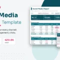 Social media report template in Excel and Word showing followers, reach, engagement rate and conversions by channel